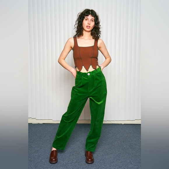 Unisex POISON GREEN Corduroy Grampa Trousers - Picture 8 of 12